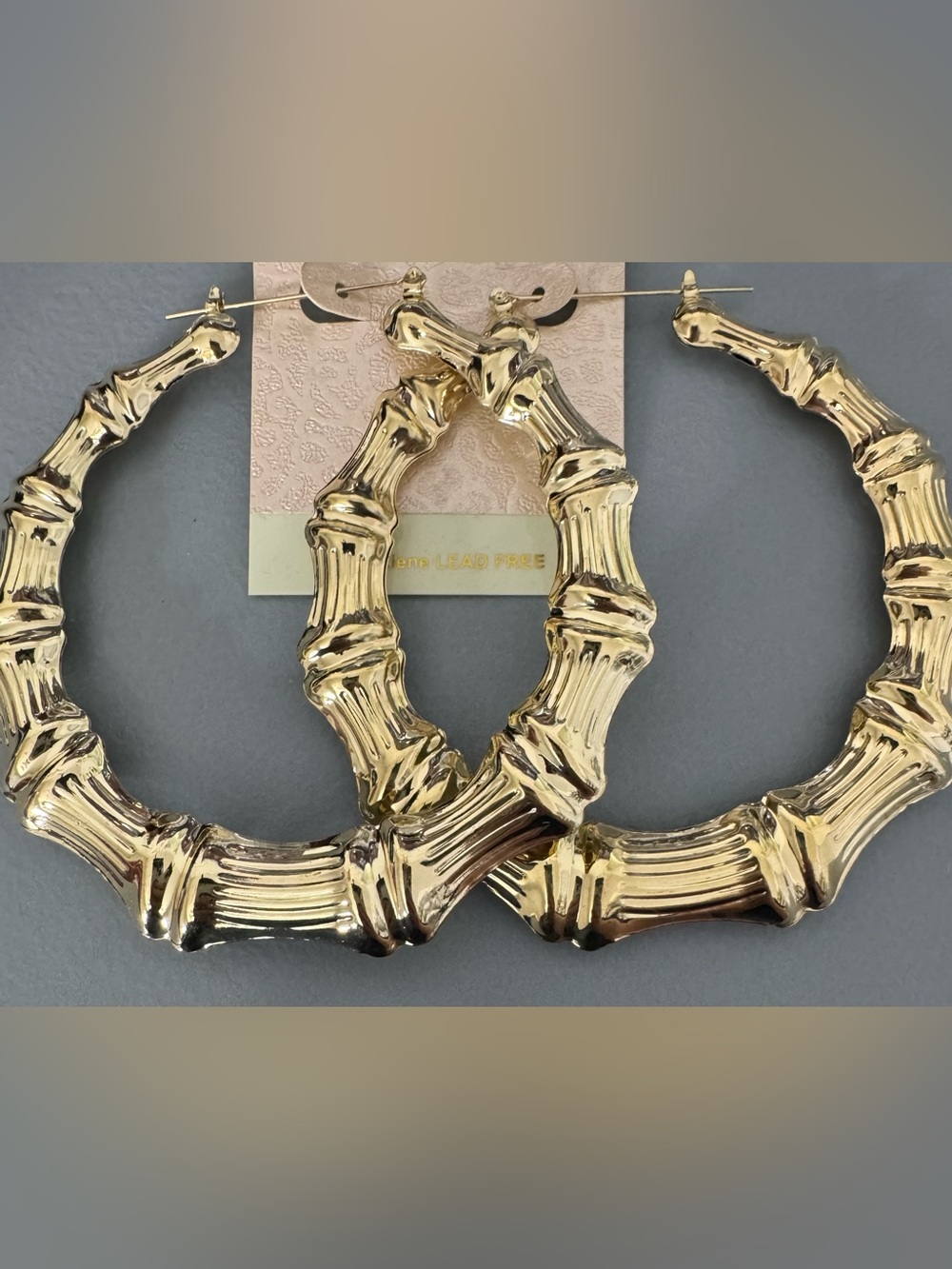 Gold Bamboo Hoop Earrings - Women Jewelry